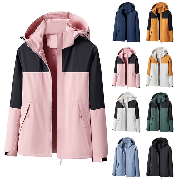 Juebong Women Rain Coats Long Jacket with Hood Sun Protection Lightweight Travel Hiking Outdoor Waterproof Windbreaker Jackets with Pocket Pink XXXL