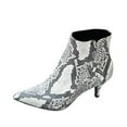thumbnail image 1 of Juebong Women Shoes Leopard Snake Print Ankle Boots Fine Heels Mid Heel Pointed Side Zip,Gray Size 5.5, 1 of 4