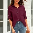 thumbnail image 1 of Juebong Women Solid Turn-Down Neck Jacket Button Down Long Sleeve Fall Shirts Casual Coat With Pockets Cardigan Roll Up Sleeve Loose T-Shirt Autumn Blouse Button Tops, 1 of 7