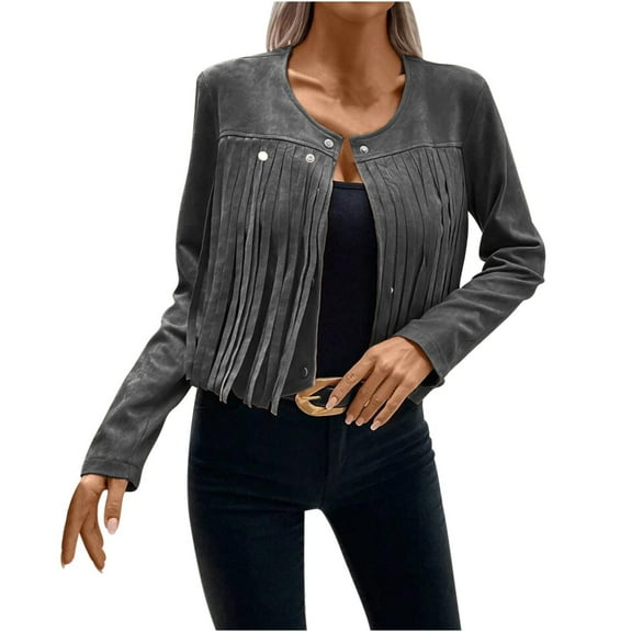 Juebong Women Tassel Vest Fringe Vest 70s Hippie Faux Suede Sleeveless Vest Jacket XS-XXXL