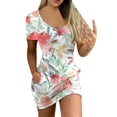 thumbnail image 1 of Juebong Women V Neck Short Sleeve Dresses Casual Gradient Printed Loose Fit T-Shirt Tunic Short Dress Pajamas With Pockets, 1 of 5