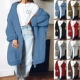 thumbnail image 1 of Juebong Women's 2025 Winter Coat Oversized Open Front Long Sleeve Chunky Cable Knit Cardigans Sweaters Warm Sherpa Sweater Coats Gray,XL, 1 of 7