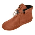 thumbnail image 1 of Juebong Women's And Men Fashion Casual Warm Lace Up Short Ankle Boots Flat Leather Shoes,Brown Size 7, 1 of 4