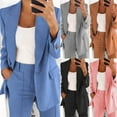thumbnail image 1 of Juebong Women's Blazer 4x-5x Business Casual Lapel Collar Open Front Suit Jacket Solid Color Long Sleeve Work Office Blazers Blue,XXXXXL, 1 of 6