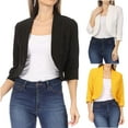 thumbnail image 1 of Juebong Women's Casual 3/4 Sleeve Cardigan Lightweight Soft Cropped Cardigan Bolero Shrug Open Front Cardigans for Dresses Jeans Yellow,S, 1 of 8