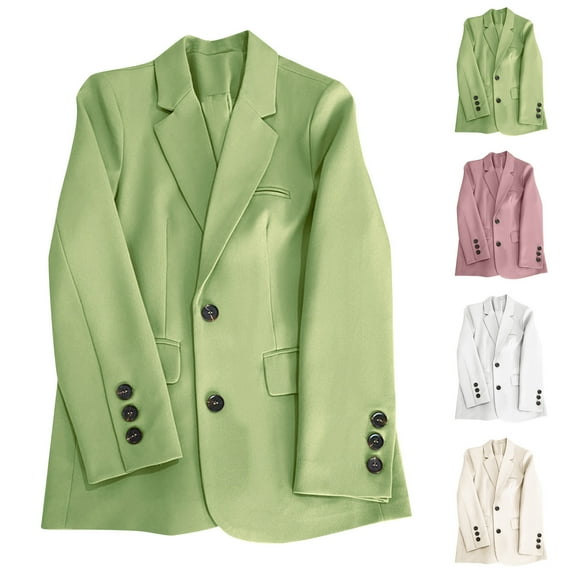 Juebong Women's Casual Stretch Blazer Jacket Oversized Long Sleeve Lapel Work Office Blazer Loose Business Suit Jackets with Pockets Pink,XL