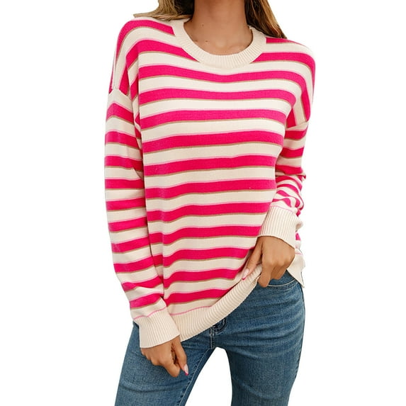 Juebong Women's Casual Sweater Winter Basic Knit Sweatshirt Long Sleeve Cozy Knitted Pullover Loose Fit Sweater Tops