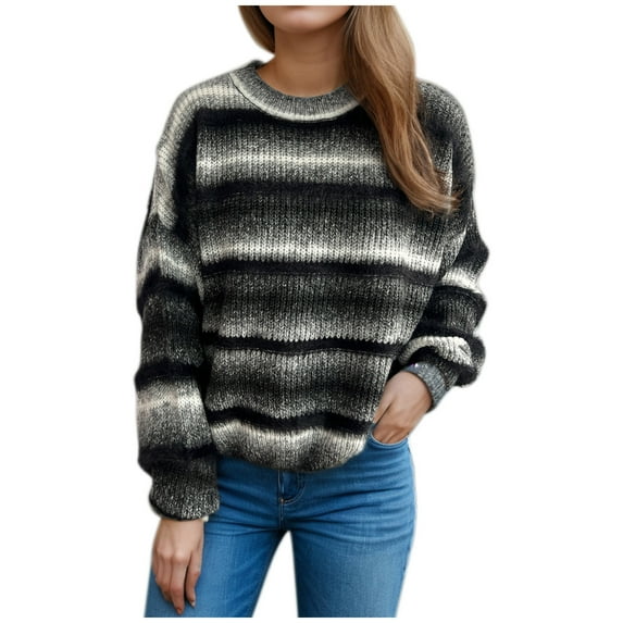 Juebong Women's Casual Sweater Winter Basic Knit Sweatshirt Long Sleeve Cozy Knitted Pullover Loose Fit Sweater Tops
