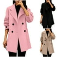 thumbnail image 1 of Juebong Women's Casual Thicken Wool Blend Coats Lapel Collar Single Breasted Pea Coat Winter Warm Trench Coat Jackets Overcoats Coffee,XXXXL, 1 of 6