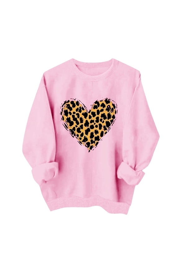 Women's Cute Heart Sweatshirts Romantic Love Valentines Shirt Long Sleeve Pullovers Oversized Tops