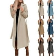 thumbnail image 1 of Juebong Women's Elegant Trench Jacket 2025 Wool Blend Pea Coat with Belt Notched Lapel Mid-Long Jackets Winter Warm Overcoat Brown,M, 1 of 8