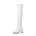 thumbnail image 1 of Juebong Women's Fashion Chunky Heels Gogo Boots Over The Knee Boots Round Toe Thick High-heeled Boots, White, 5.5, 1 of 6