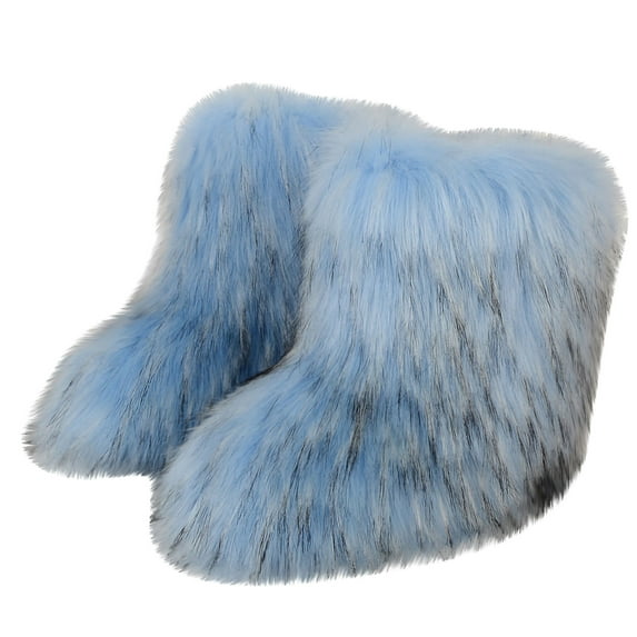 Juebong Women's Fashion Color Imitation Animal Boots Plus Cashmere Boots Snow Boots,Light blue Size 9-9.5