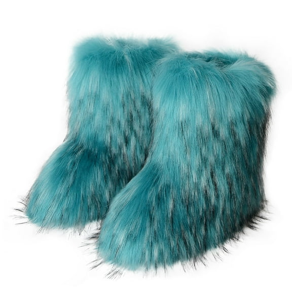 Juebong Women's Fashion Color Imitation Animal Boots Plus Cashmere Boots Snow Boots,Mint Green Size 7.5-8