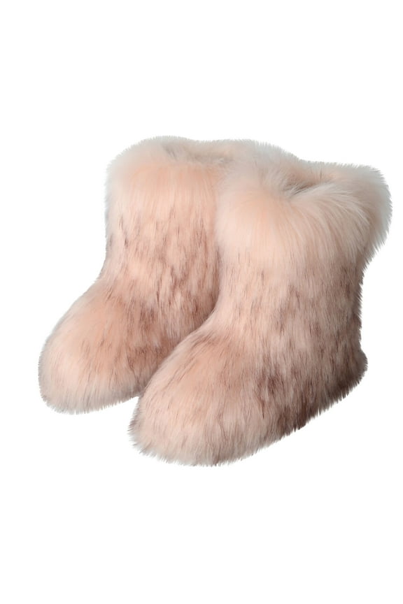 Women's Fashion Color Imitation Animal Boots Plus Cashmere Boots Snow Boots,Pink Size 5.5-6