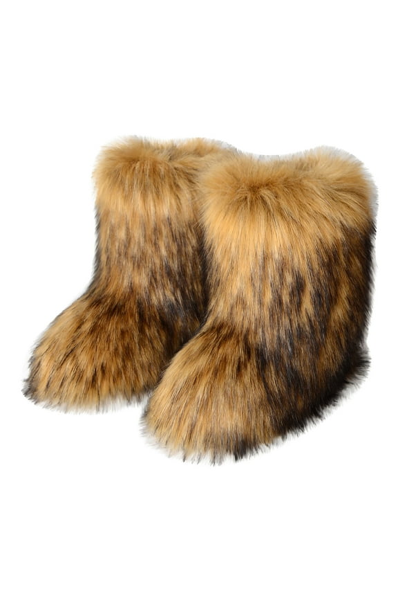 Women's Fashion Color Imitation Animal Boots Plus Cashmere Boots Snow Boots,Yellow Size 7-7.5