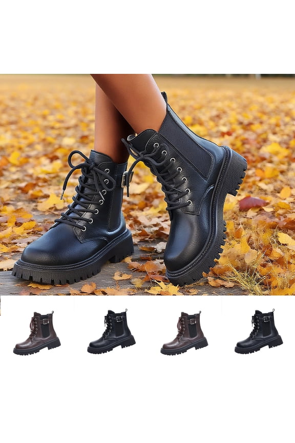 Women's Fashion Combat Boots Lace Up Lug Sole Goth Ankle Booties Comfortable Shoes Black,41