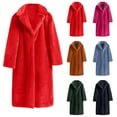thumbnail image 1 of Juebong Women's Faux Fur Coat Luxurious Shawl Collar Plus Size Parka Overcoat Fuzzy Casual Open Front Cardigan Jacket Thermal Winter Outerwear Red,S, 1 of 5