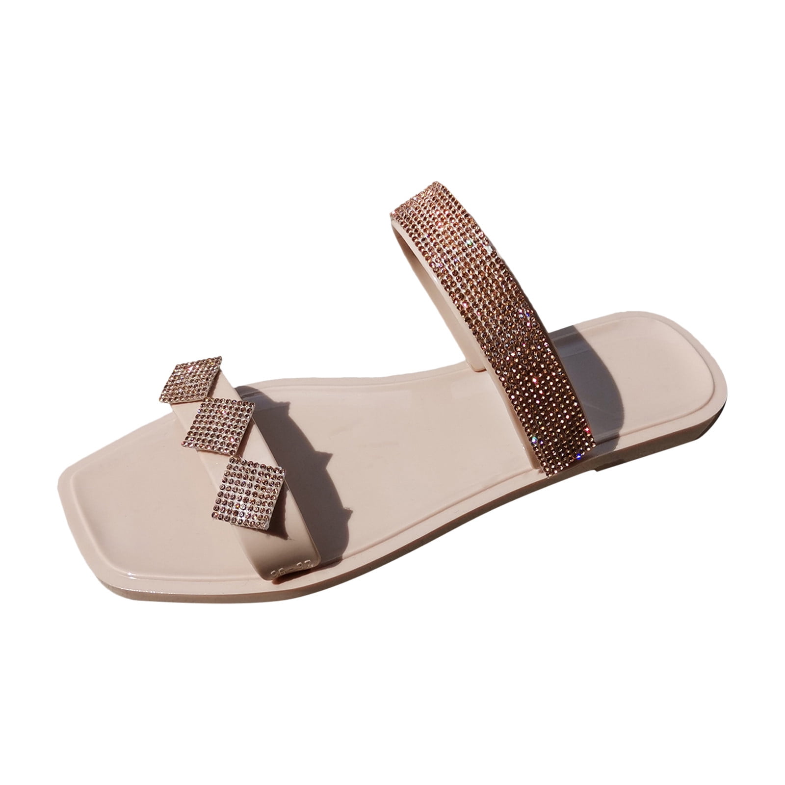 OYOANGLE Women's Floral Slide Sandals - Square Open Toe, Leather Slip-On Flat Sandal - View #9