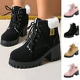 thumbnail image 1 of Juebong Women's Lace up Combat Ankle Boots Low Chunky Block Heel Fashion Heeled Booties Warm Fleece Lined Shoes Pink,36, 1 of 8