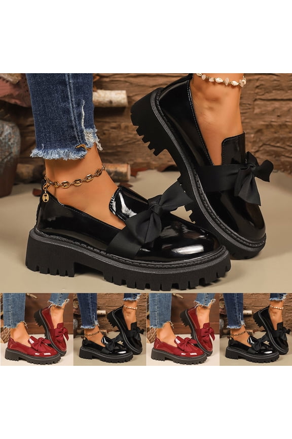 Women's Loafers Slip Ons Shoes Bowknot Driving Flats PU Leather Casual Comfort Walking Loafers Wine,36