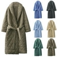 thumbnail image 1 of Juebong Women's Long Down Coat Quilted Puffer Jacket Casual Loose Open Front Cardigan Belted Padded Coats Outerwear Winter Clothing Khaki M, 1 of 6