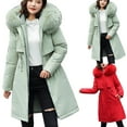 thumbnail image 1 of Juebong Women's Long Warm Winter Coat Windproof Thickened Hooded Puffer Jacket Outdoor Parka Down Coats with Faux Fur Hood Dark Gray,S, 1 of 4