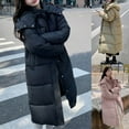 thumbnail image 1 of Juebong Women's Long Winter Coats Oversized Thicken Hoodie Puffer Jacket Zip Up Full Length Quilted Down Jackets Maxi Windproof Parkas Outerwear Black,L, 1 of 4