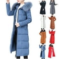 thumbnail image 1 of Juebong Women's Long Winter Puffer Coat Windproof Warm Thicken Quilted Down Jacket Trendy Padded Hooded Parka Outerwear Blue,XXL, 1 of 5