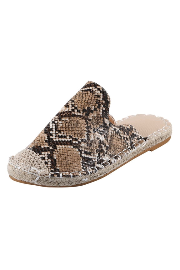Women's Mules Casual Flat Closed Toe Slippers Shoes Espadrille Slip On Mules, Camouflage, 6