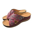 thumbnail image 1 of Juebong Women's Platform Wedge Comfort Cross Strap Slide Sandals-Orthopedic Sandals Walking Sandals Breathable holes Arch Support Footbed Indoors Or Outdoors Slip On Shoes, 1 of 4