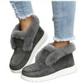 thumbnail image 1 of Juebong Women's Plush Flats Shoes Solid Color Round Toe Casual Fur Lined Winter Students Shoes,Gray Size 6.5, 1 of 6