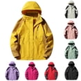 thumbnail image 1 of Juebong Women's Rain Jacket Packable Raincoat Waterproof Lightweight Outdoor Raincoat Windbreaker with Hood Plus Size Trench Coat Yellow XXXL, 1 of 5