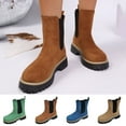 thumbnail image 1 of Juebong Women's Retro Chelsea Ankle Boots Faux Suede Fashion Low Heel Lug Sole Round Toe Shoes Khaki,43, 1 of 8