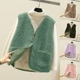 thumbnail image 1 of Juebong Women's Sherpa Fleece Vest Loose V Neck Button Down Jacket Sleeveless Fuzzy Warm Winter Coats Lightweight Outerwear with Pockets Khaki,XL, 1 of 8
