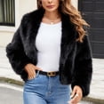 thumbnail image 1 of Juebong Women's Short Faux Fur Coat Casual Shaggy Jacket Long Sleeve Furry Open Front Lapel Parka Winter Coats Warm Outerwear Black,XXL, 1 of 8