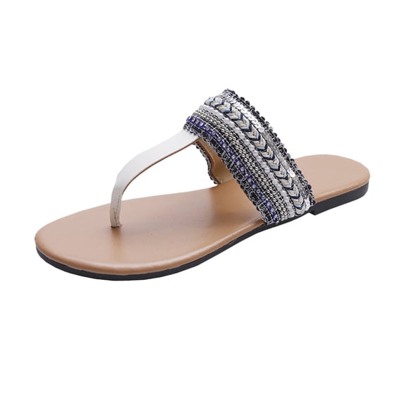 Juebong Women's Thong Sandals T-Strap Sandals Slip On Flat Sandals Flip Flop Casual Summer Slide Sandals