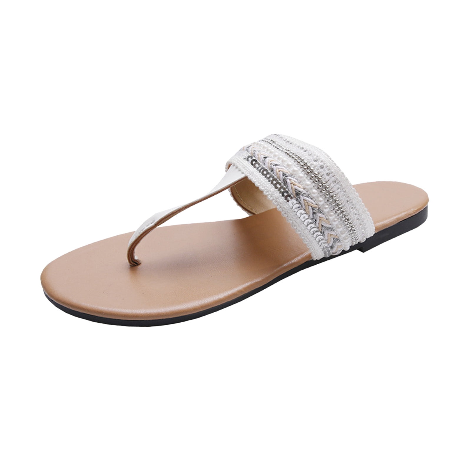 Women’s Slide Thong Sandals – Flat Casual Flip Flops, Vegan Leather, Lightweight & Comfortable For Summer