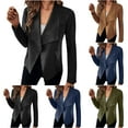 thumbnail image 1 of Juebong Womens Cropped Pea Coats Open Front Lapel Short Casual Bomber Wool Blend Jackets Barn Fall Outerwear Winter Coat Dark Blue M, 1 of 8