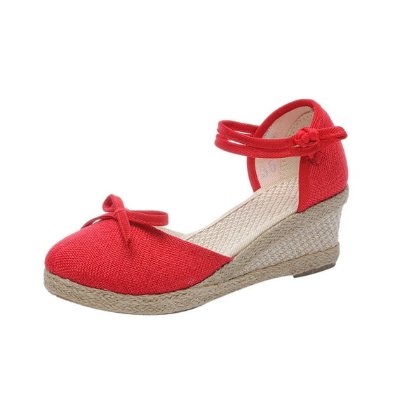 Juebong Womens Espadrilles Sandals Closed Toe Platform Ankle Strap Casual Summer Wedges