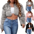 thumbnail image 1 of Juebong Womens Faux Fur Coat Cropped Fluffy Fur Jacket Long Sleeve Winter Fuzzy Shaggy Short Coat Warm Parka Outwear Pink,S, 1 of 6