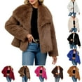 thumbnail image 1 of Juebong Womens Faux Fur Coat Cropped Lapel Collar Fluffy Fleece Jacket Long Sleeve Winter Fuzzy Shaggy Short Coat Outerwear White,S, 1 of 8