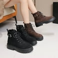 thumbnail image 1 of Juebong Womens Lace-Up Combat Boots Faux Suede Leather Booties Low Heel Ankle Boots Black,37, 1 of 8