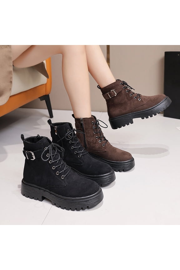 Womens Lace-Up Combat Boots Faux Suede Leather Booties Low Heel Ankle Boots Brown,40