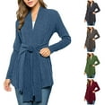 thumbnail image 1 of Juebong Womens Long Cardigan 2025 Fall Lightweight Long Sleeve Knit Cardigans Sweater Loose Open Front Belted Tunic Tops Blue,XXXL, 1 of 7
