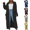 thumbnail image 1 of Juebong Womens Long Cardigan Sweaters 2025 Fall Open Front Coat Long Sleeve Cable Knit Maxi Outerwear Trendy Jacket Clothes Black,L, 1 of 7