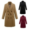 thumbnail image 1 of Juebong Womens Long Trench Coat Double Breasted Oversized Windproof Trendy Fall Jacket Lapel Winter Pea Coats Outerwear Wine,XXXXXL, 1 of 4