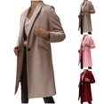 thumbnail image 1 of Juebong Womens Open Front Pea Coats Elegant Button Classic Lapel Long Trench Coats Loose Fall Winter Wool Blend Overcoats with Pockets Wine,M, 1 of 5