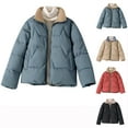 thumbnail image 1 of Juebong Womens Oversized Puffer Jacket Stand Collar Full Zip Cropped Bubble Puffy Down Jackets Quilted Padded Warm Coat Outwear Watermelon Red,L, 1 of 7