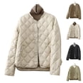 thumbnail image 1 of Juebong Womens Puffer Jacket Lightweight Long Sleeve Quilted Jackets Button Down Fall Spring Warm Coats Outerwear with Pockets Beige,XL, 1 of 8